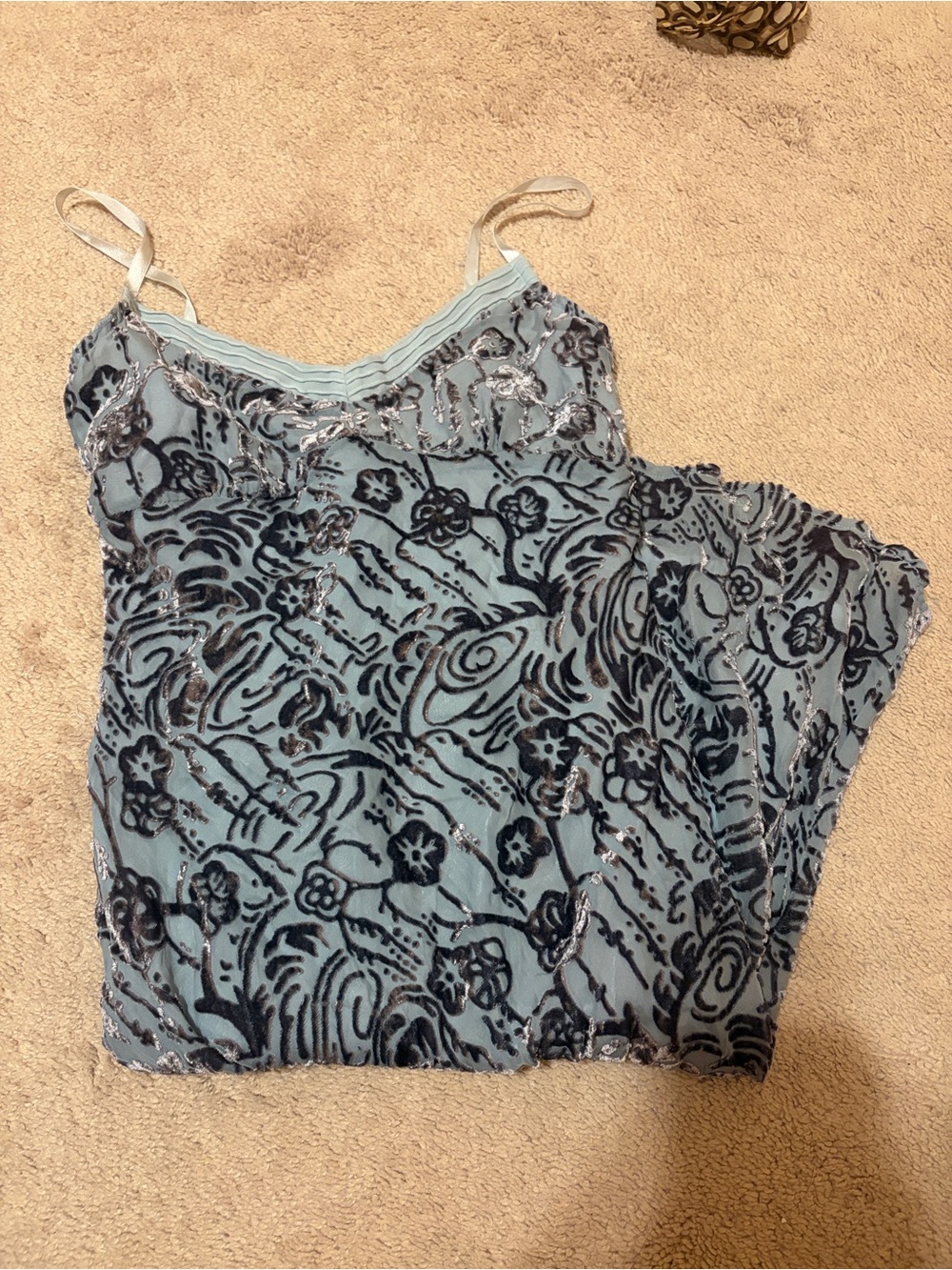 Free People Light Blue Floral Flocked Midi Slip Dress - Picture 2 of 5